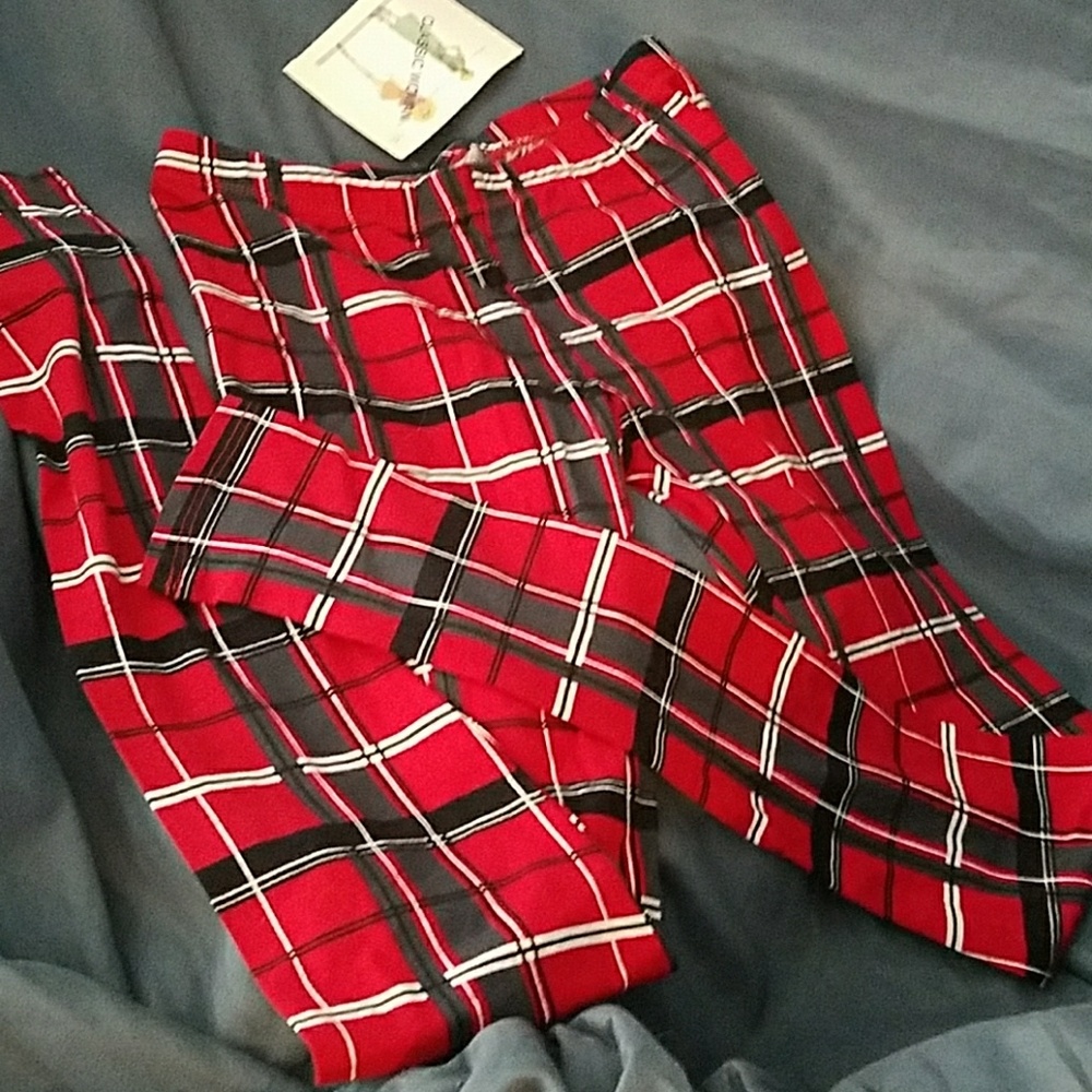 💜3•$20💜 soft cotton stripe check light leggings
